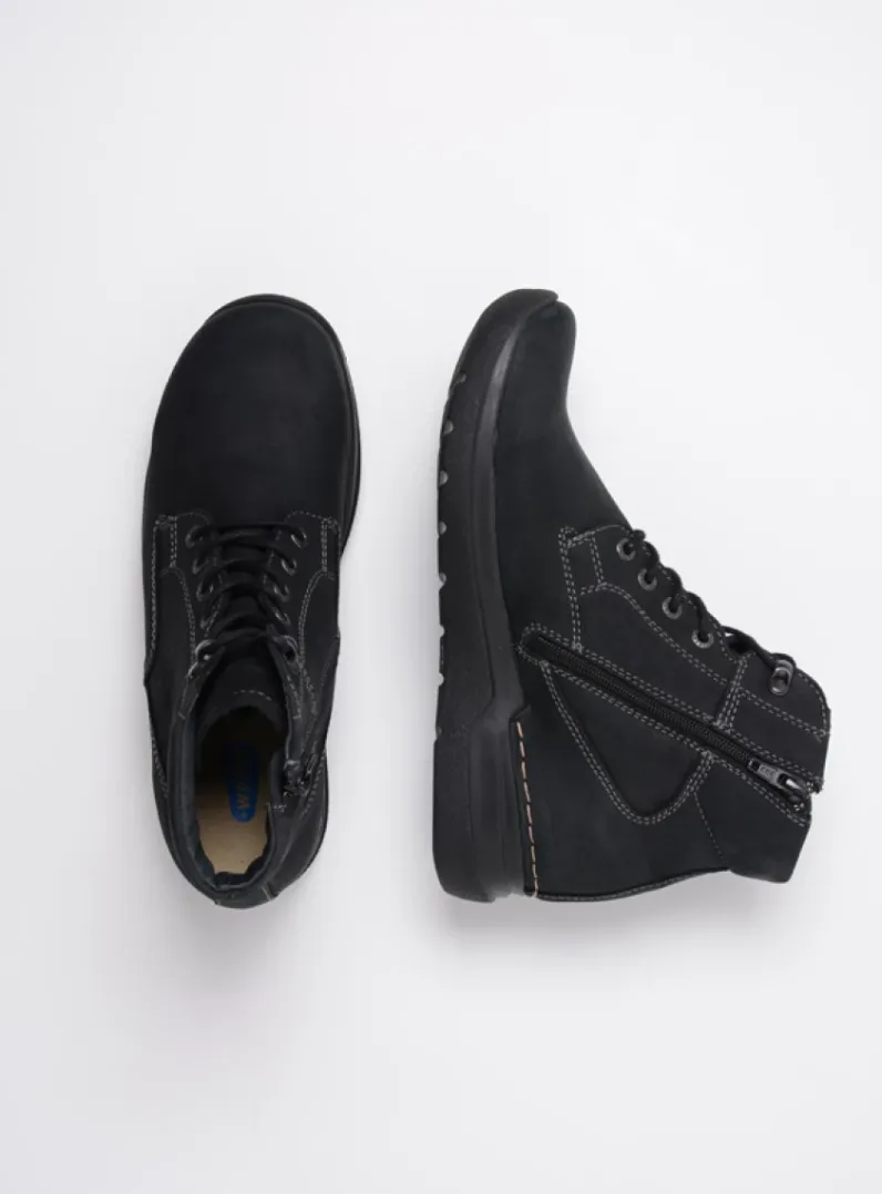 DAMES Wolky Hoge Veterschoenen|Wandelschoenen<Whynot - zwart nubuck