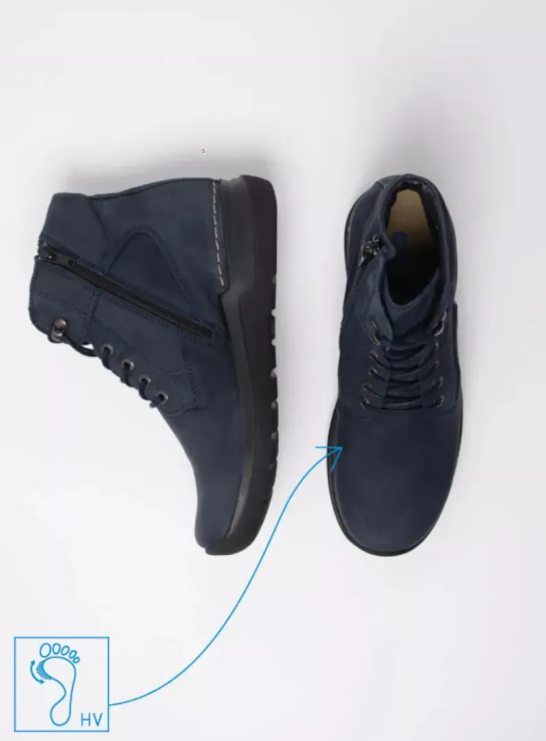 DAMES Wolky Hoge Veterschoenen|Wandelschoenen<Whynot HV - blauw nubuck