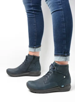 DAMES Wolky Hoge Veterschoenen|Wandelschoenen<Whynot HV - blauw nubuck