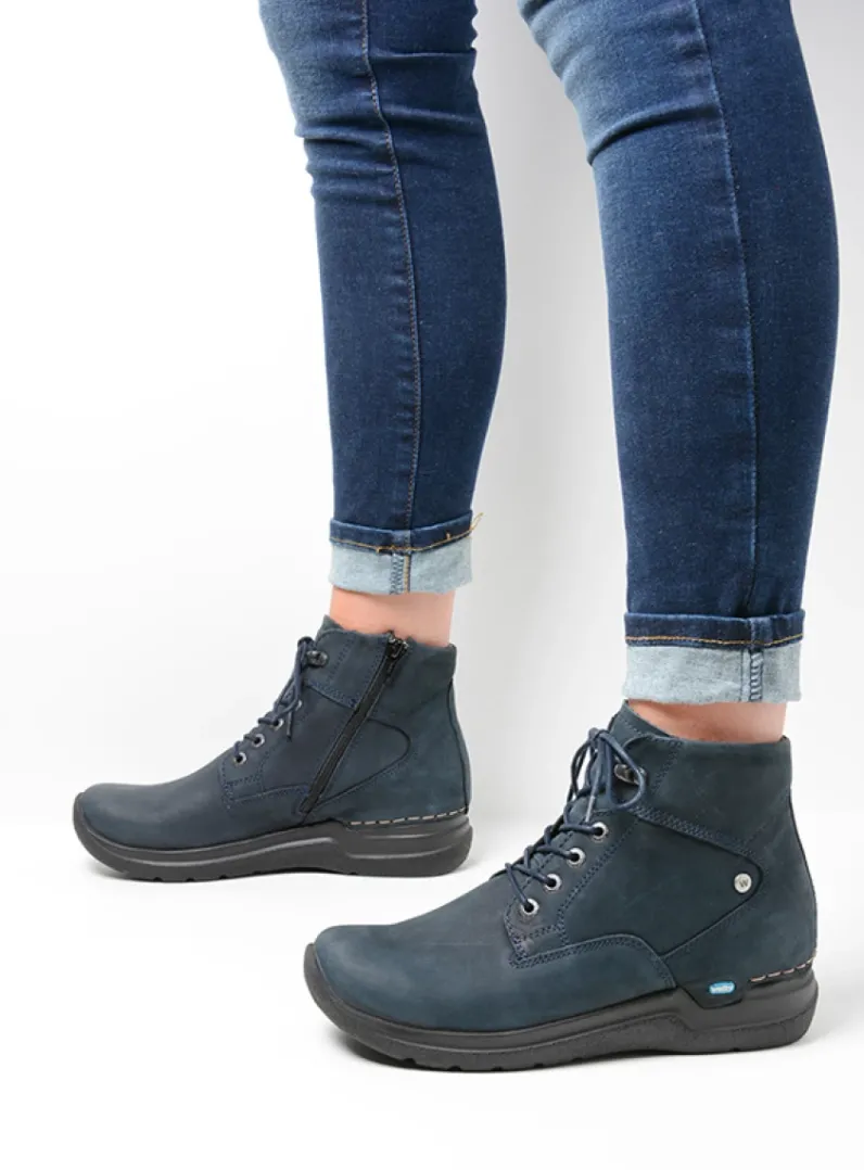 DAMES Wolky Hoge Veterschoenen|Wandelschoenen<Whynot HV - blauw nubuck
