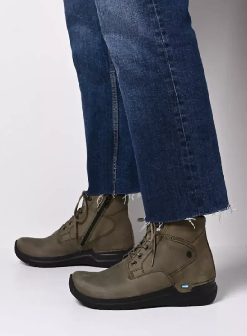 DAMES Wolky Hoge Veterschoenen|Wandelschoenen<Whynot HV - pesto groen nubuck