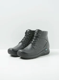 DAMES Wolky Hoge Veterschoenen|Wandelschoenen<Whynot HV - zwart leer