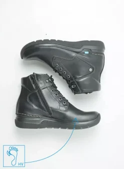 DAMES Wolky Hoge Veterschoenen|Wandelschoenen<Whynot HV - zwart leer