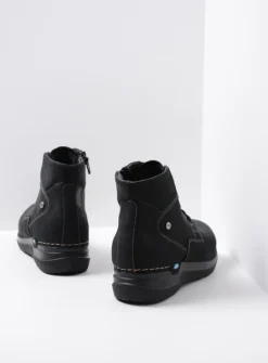 DAMES Wolky Hoge Veterschoenen|Wandelschoenen<Whynot HV - zwart nubuck