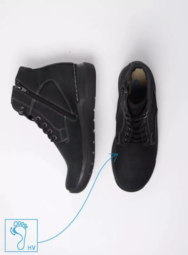 DAMES Wolky Hoge Veterschoenen|Wandelschoenen<Whynot HV - zwart nubuck