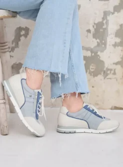 DAMES Wolky Lage Veterschoenen|Sneakers<Yell XW - gebroken wit/denim leer