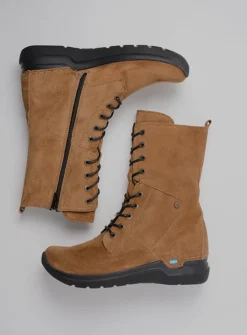 DAMES Wolky Hoge Veterschoenen|Veterlaarzen<Zigzag - cognac suede