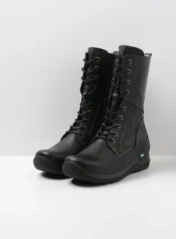 DAMES Wolky Hoge Veterschoenen|Veterlaarzen<Zigzag - zwart leer