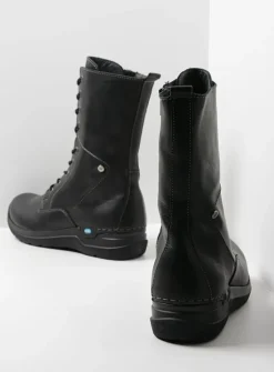 DAMES Wolky Hoge Veterschoenen|Veterlaarzen<Zigzag - zwart leer