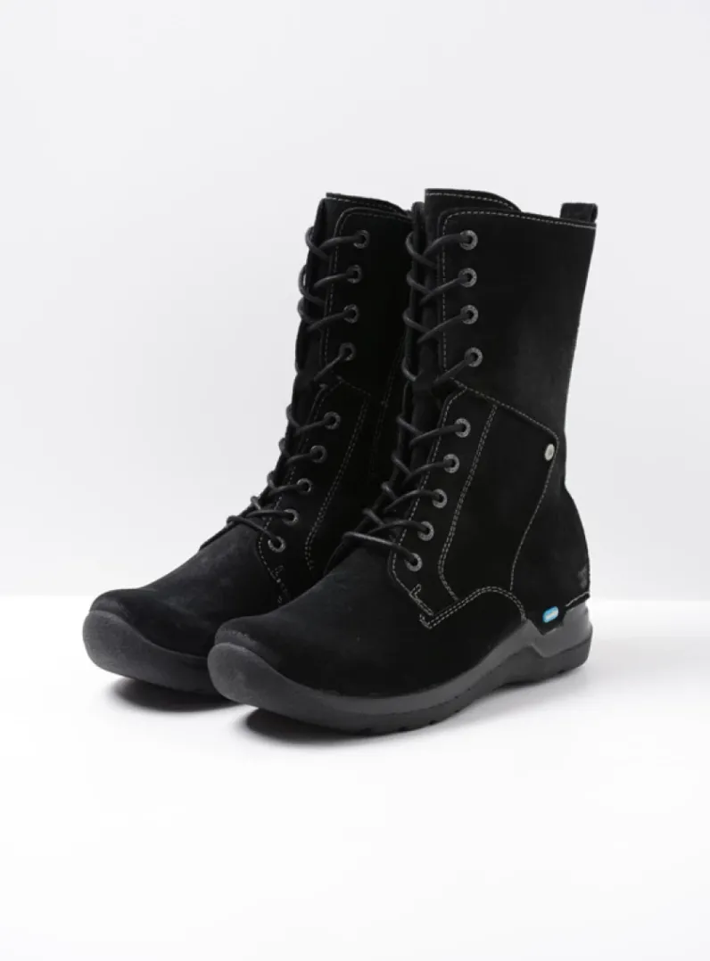 DAMES Wolky Hoge Veterschoenen|Veterlaarzen<Zigzag - zwart suede