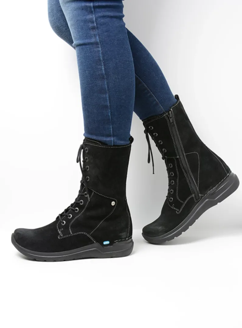 DAMES Wolky Hoge Veterschoenen|Veterlaarzen<Zigzag - zwart suede